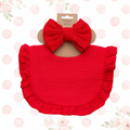 Baby Girl Bib n Headband Set Red